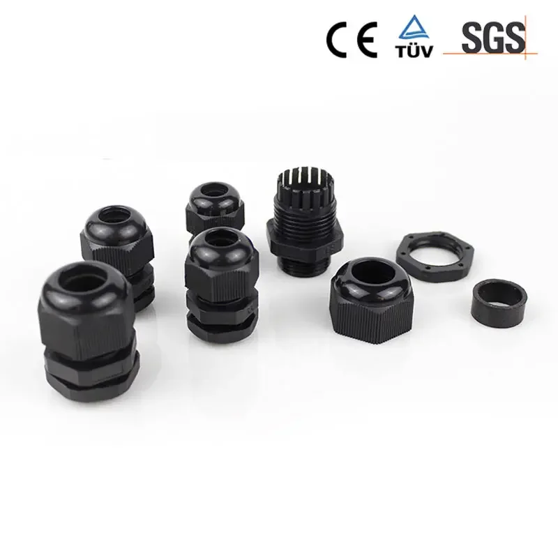 10pcs Waterproof Cable Gland IP68 NPT 1/4 NPT 1/2 3/8 American Nylon Cable Joint Black Flame-retardant 4-25mm Wire Connector