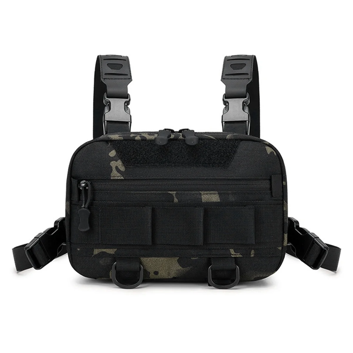 BAAU Rig Backpack Camping Recon Kit Bag Vest Front Pouch Multi-Purpose Daypack for Hiking Fishing Lure Pack,Black Camouflage