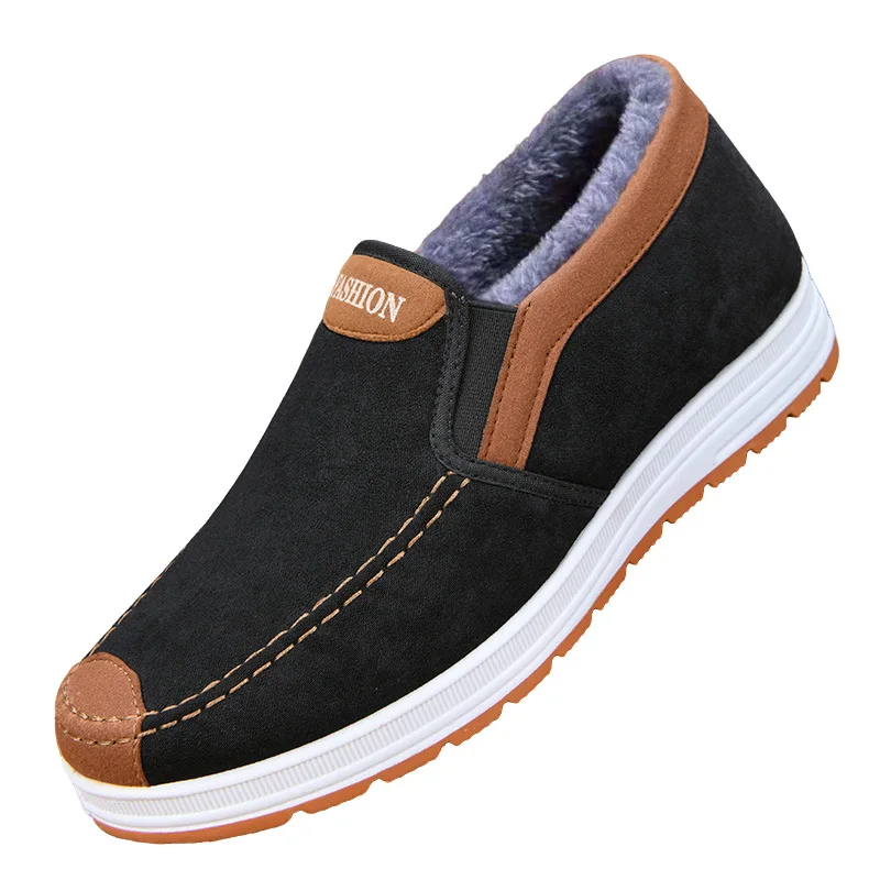Winter Men Short Plush Warm Shoes Indoor Loafer Casual Suede New Suede Fur Black Cotton Platform Shoes Flats Platform Shoes 5