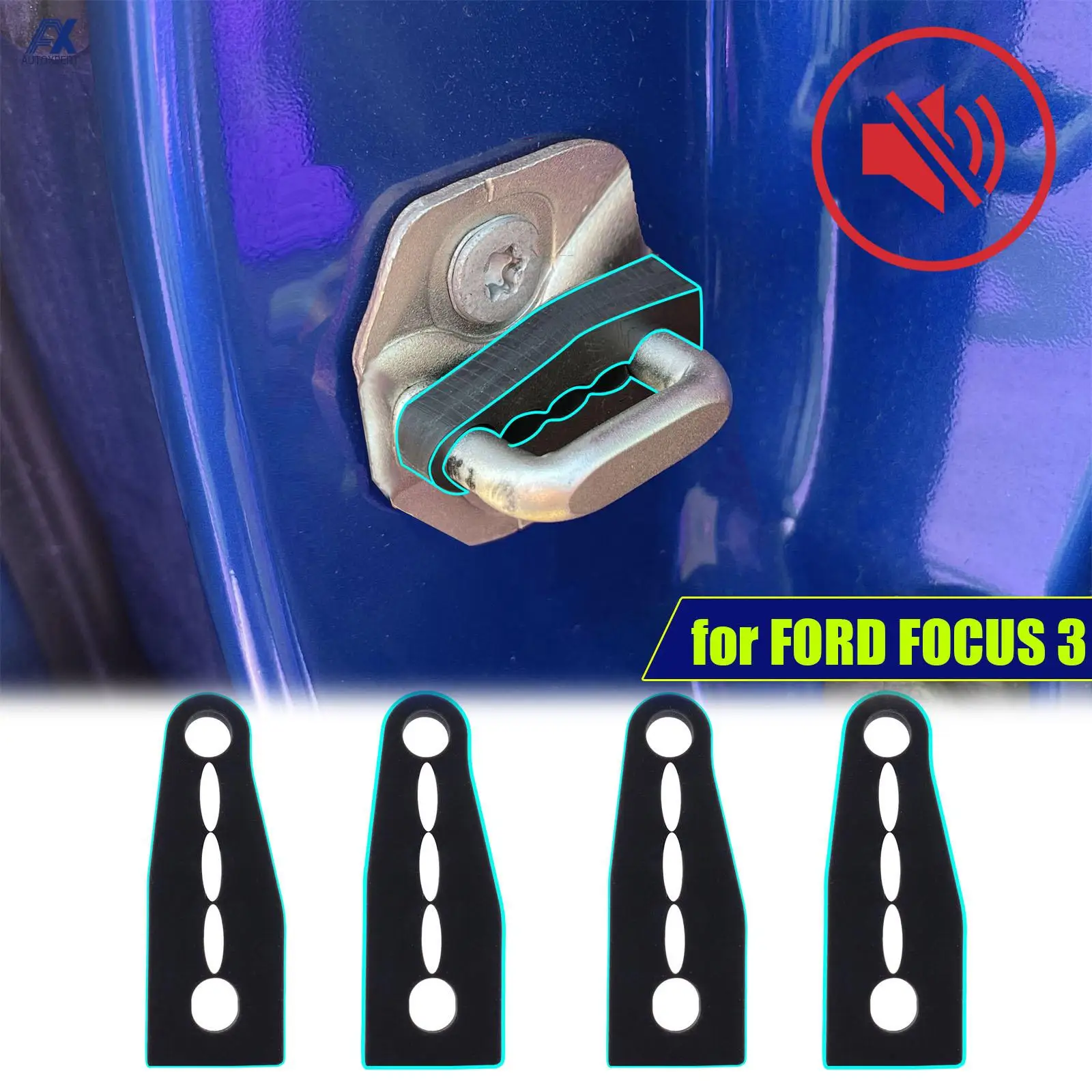 Car Door Lock Sound Deadener Damper Buffer For Ford Focus 3 Kuga 2 Escape Edge Rattling Screaks Quiet Noise Deaf Soundproofing car door lock damper car sound deadener