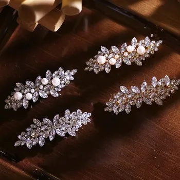 Accessori per capelli con clip superiore con clip a molla in cristallo con temperamento moda di vendita calda, clip orizzontale in metallo da donna, clip a una linea 1