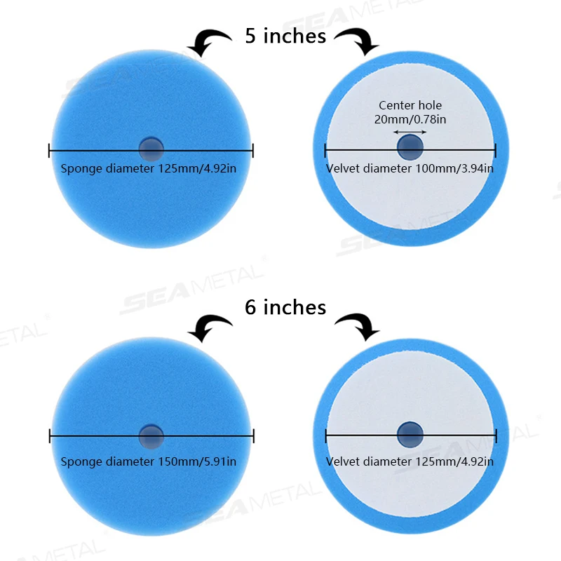 5pcs 5/6INCH Auto Detailing Pads Polishing Wheel Sponge Car Polisher Waxing Pads Set for Car Wax Applicator Discs