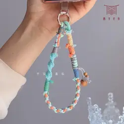 Handmade Colorful Braided Rope Phone Charm - Cute Aesthetic Cotton Wrist Lanyard - Other (Phone Charm Strap)