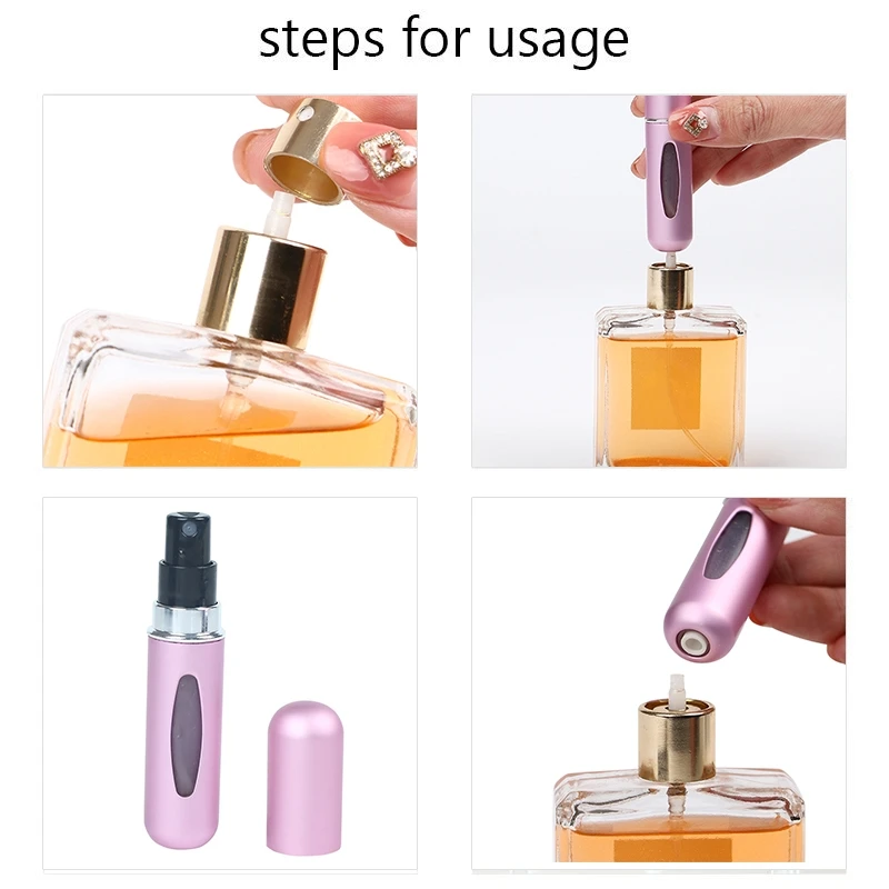 Contenitore liquido portatile per atomizzatore di profumo da viaggio da 5ml  per cosmetici Mini pompa in alluminio in metallo Spray bottiglia vuota  riutilizzabile - AliExpress