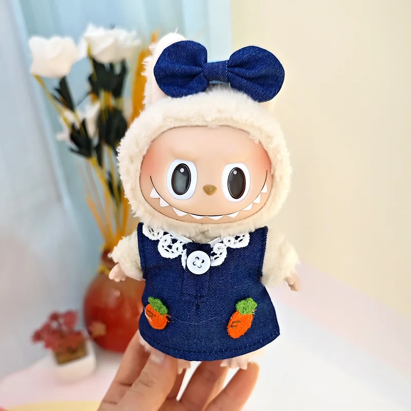 thumbnail image 1 of 17cm Labubu Doll Clothes Heartbeat Macaron Baby Pendant Clothes T-Shirt Button Up Suspender Pants Clothes Replacement Trend Gift, 1 of 5