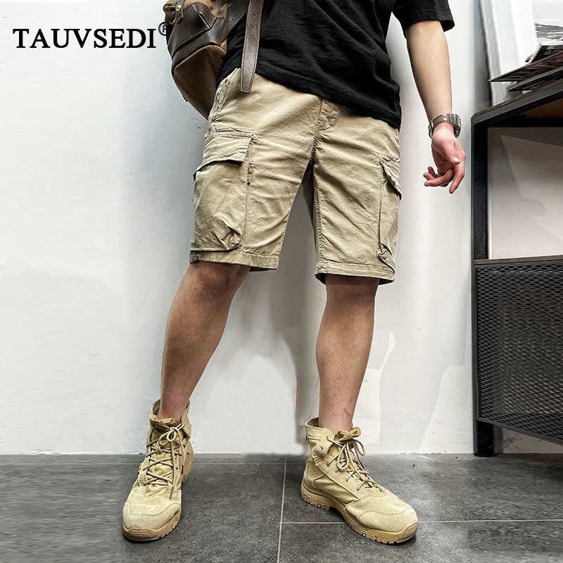 Summer Men Casual Cargo Cotton Shorts Mens Classic Vintage Pockets Outdoor Shorts Male Brand New Outwear Work Safari Short Pants