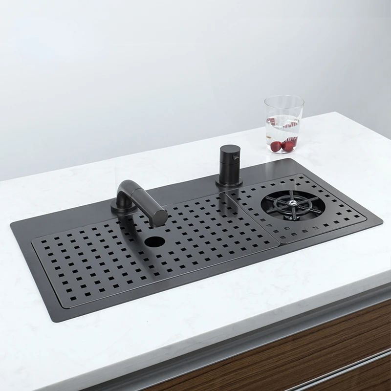 Nanometer Black Stainless Steel Sink for Cup Wash with Single Tank under the Bar Counter Kitchen Island 5
