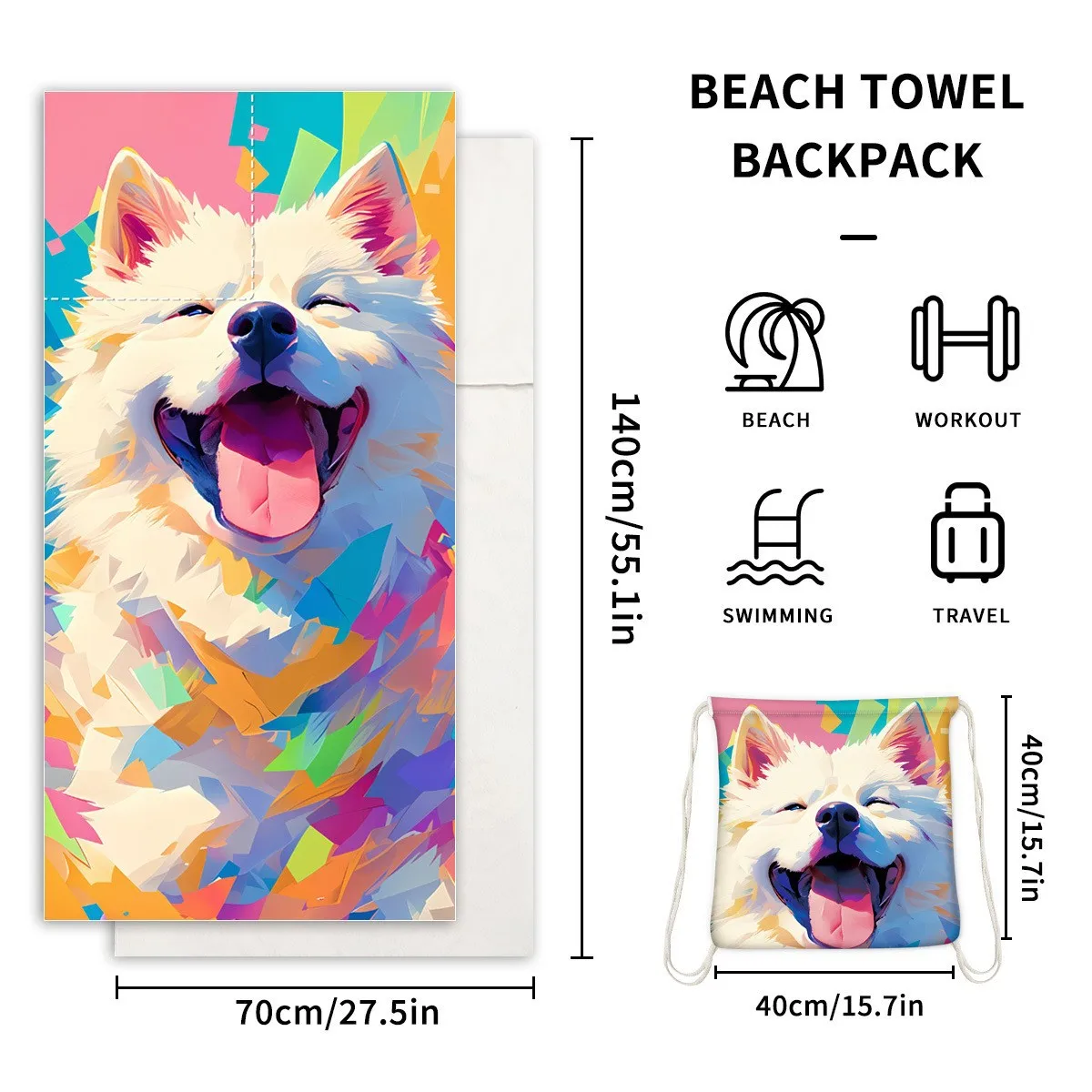 2-in-1 Foldable  Quick Drying Beach Microfiber Towel Mat  for The Sports Bathrobe Woman Travel Portable Sand Free Beach Towels