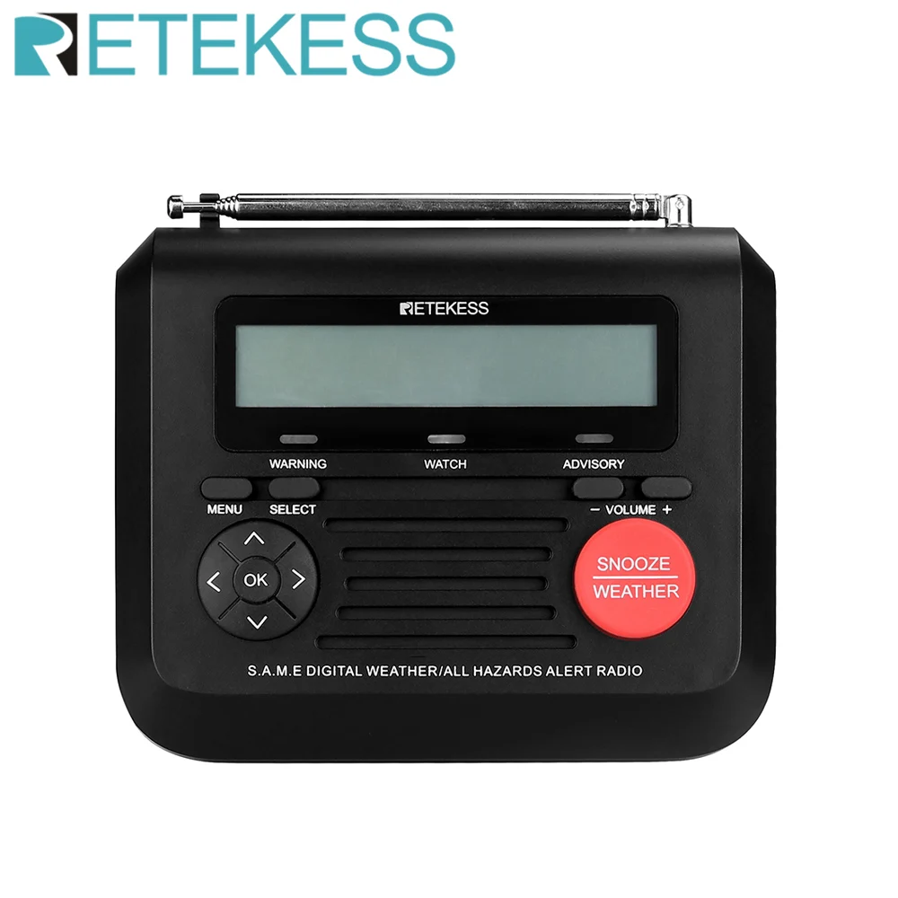 

RETEKESS TR625 NOAA Emergency Weather Alert Radio Portable with Digital Alarm Clock Voice Alert Flashing LED Warning for Home