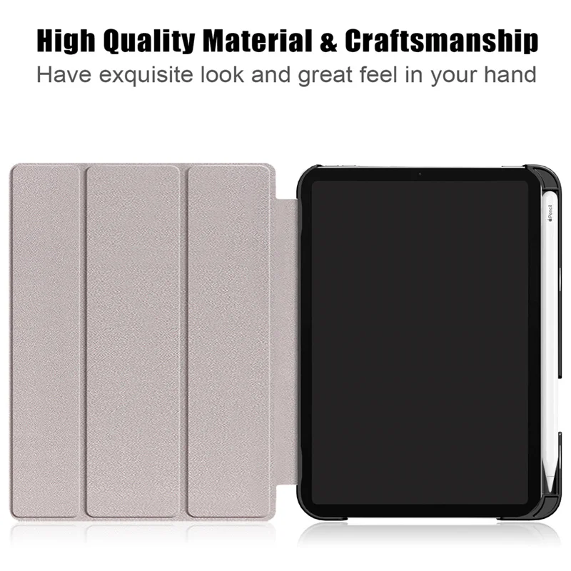 Trifold PU Leather Stand Magnetic Cover with Pen Holder
