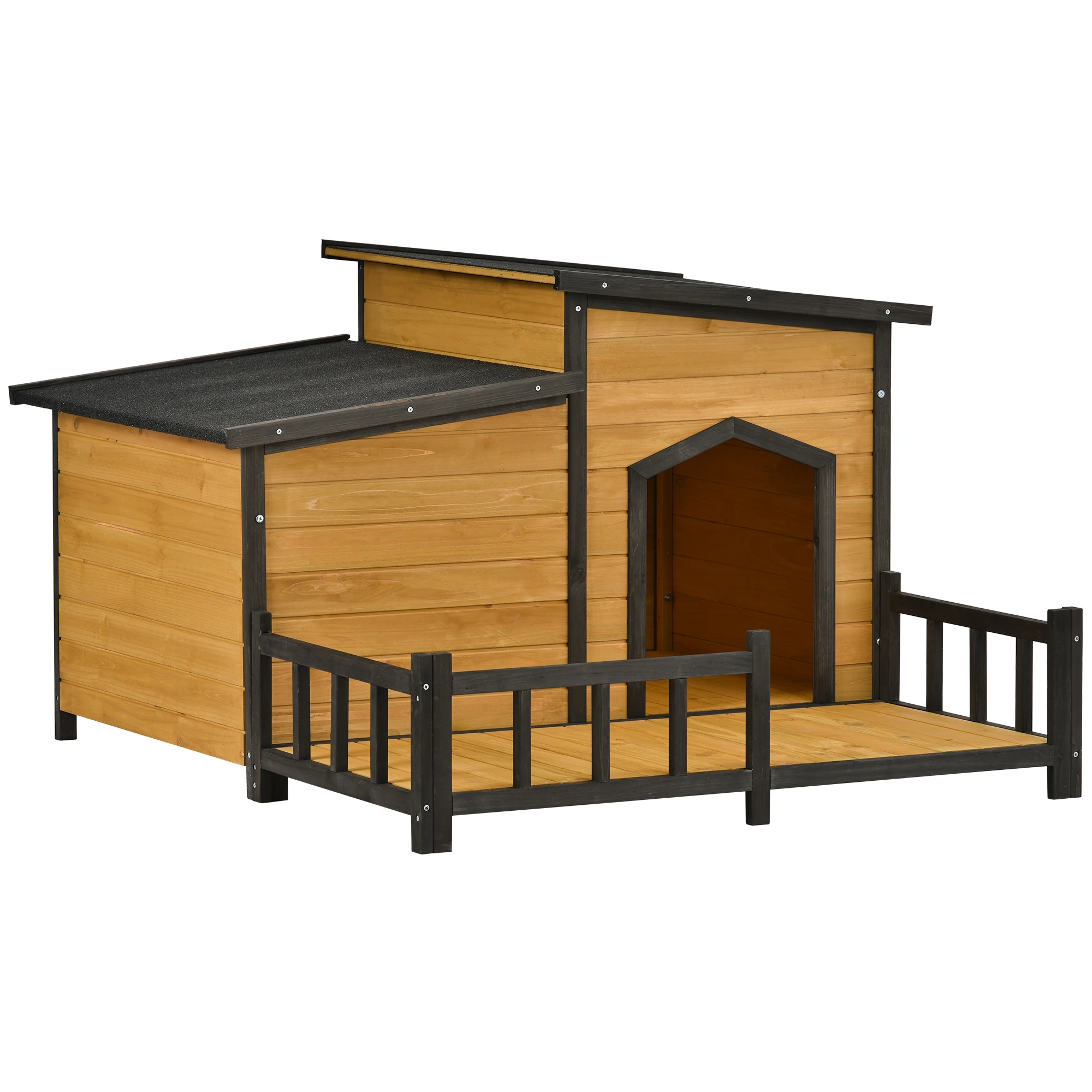 Caseta Perros Exterior, Caseta Perro Casa para Perros De Madera para  Exteriores con Porche Y Techo Impermeable, 2 Ventilaciones, Cortinas A  Prueba De