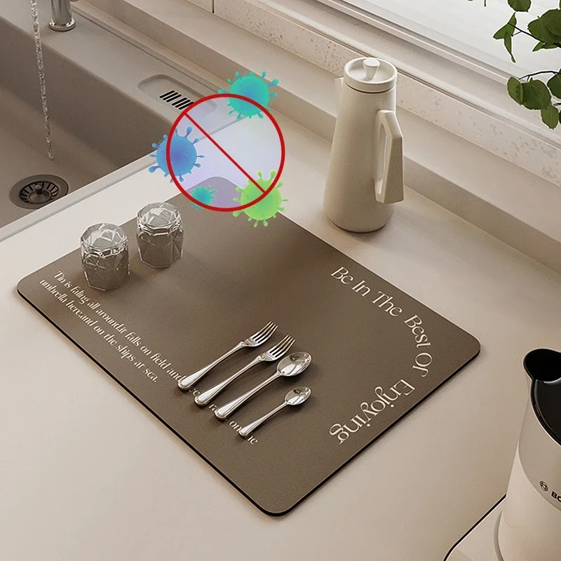 Kitchen Drain Pad Absorbent Drying Mat Dinnerware Placemat Coffee Bottle Rugs Non-slip Quick Dry Rug Kitchen Supllies Modern non slip mat drying mat
