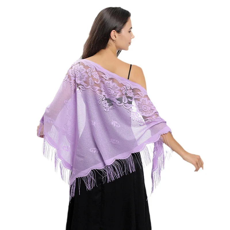 Elegant Women Triangle Lace Embroidered Evening Dress Shawl