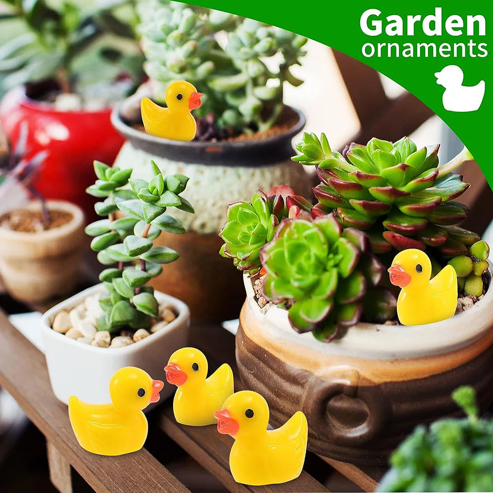 Mini Resin Ducks Bulk Tiny Ducks for Potted Miniature Decoration Garden Dollhouse Cake Decoration DIY Craft Charms Party Toys