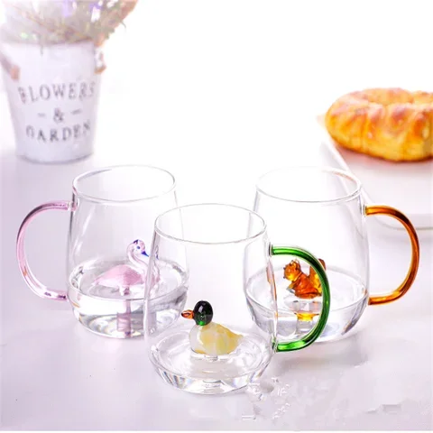 

Adorable Animal Shape Cartoon Coffee Mugs High Borosilicate Glass Cold Drink Juice Mug Christmas Gift Glass