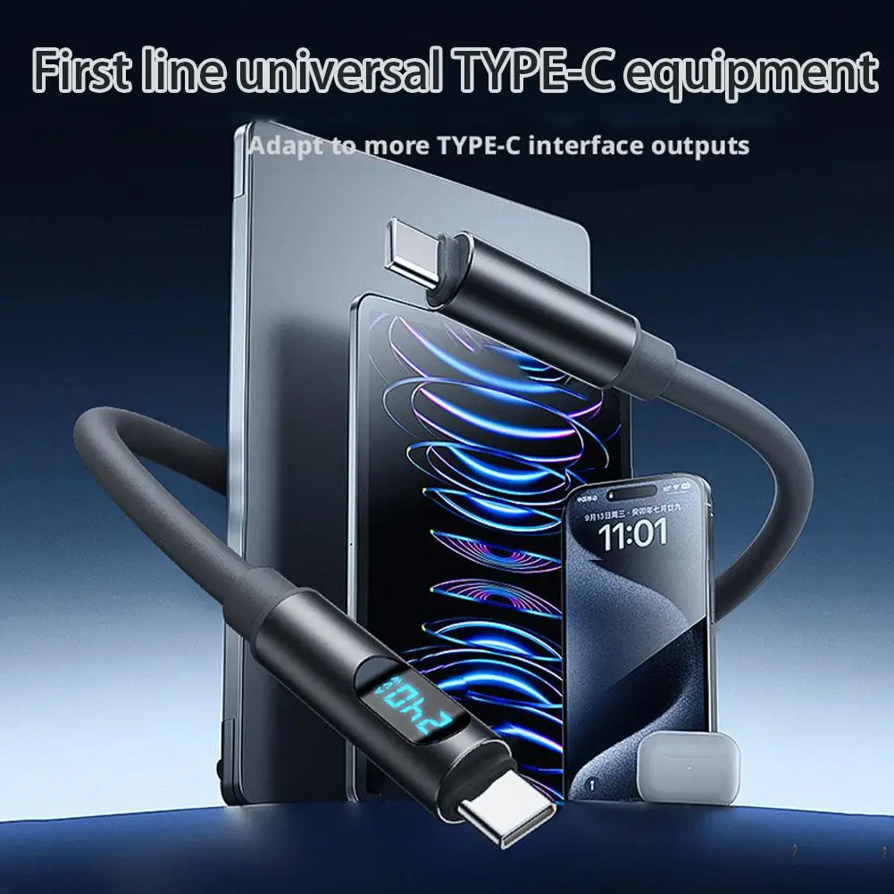 LED 디지털 디스플레이가 있는 USB 3.1 케이블 240W PD3.1 고속 충전 80Gbps 데이터 전송 iPhone Galaxy용 듀얼 8K 디스플레이