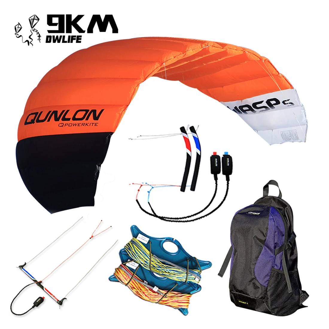 

9KM 3.6m~4.5m 4 Line Power Traction Kite Parafoil Kite with Kitesurfing Equipment for TURNING JUMPING
