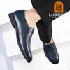LAORENTOU genuine leather casual leather shoes for men's cowhide breathable soft soles, youth trend leather shoes white/blue 6