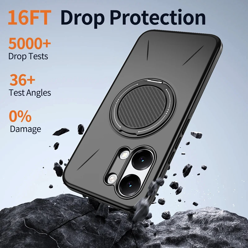 Redmi Turbo 5 Shockproof Magnetic Case with Rotating Ring Bracket, ELVEV
