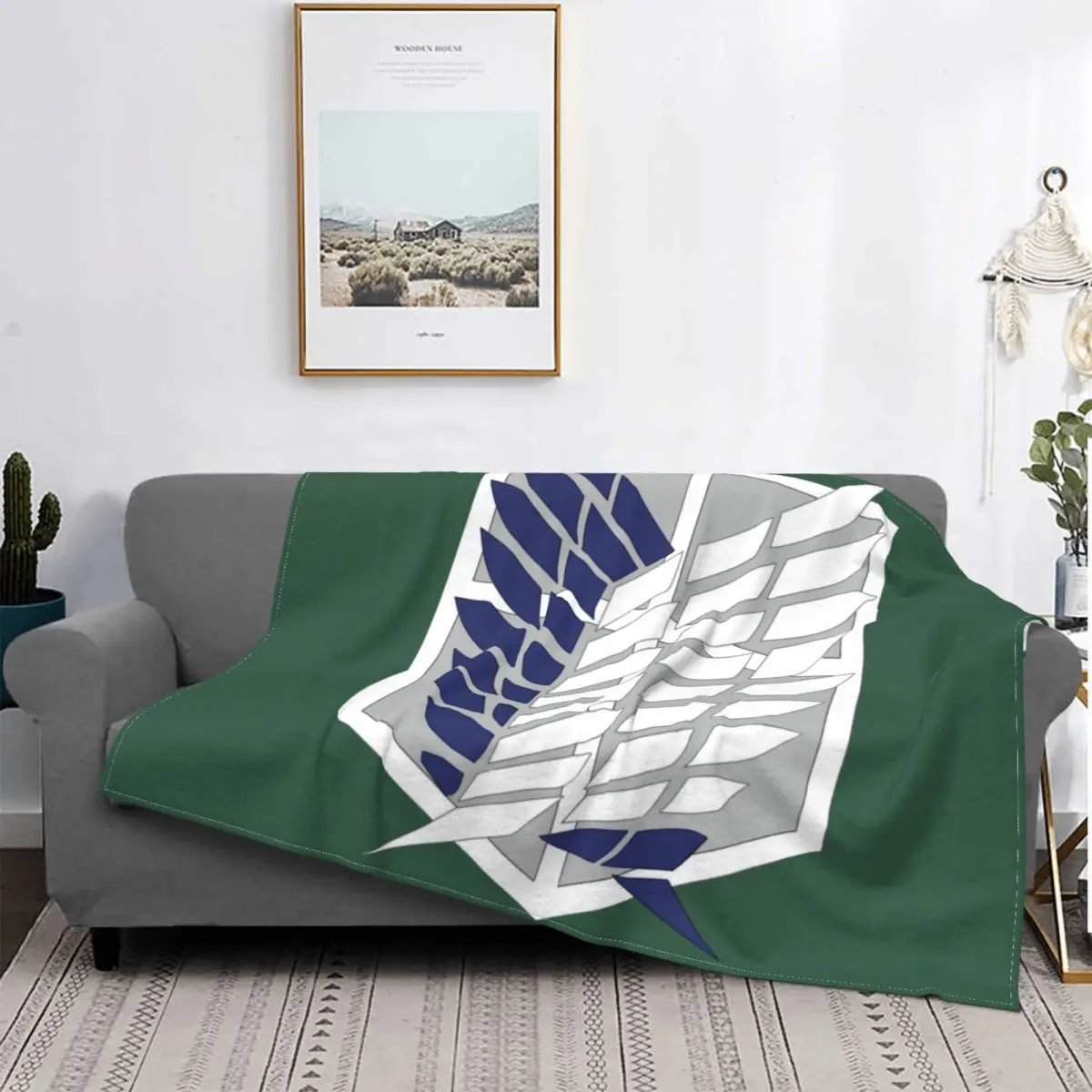Attack On Titan Wings Of Freedom Logo Blankets Flannel Feather Anime Soft Throw Blanket For Home
