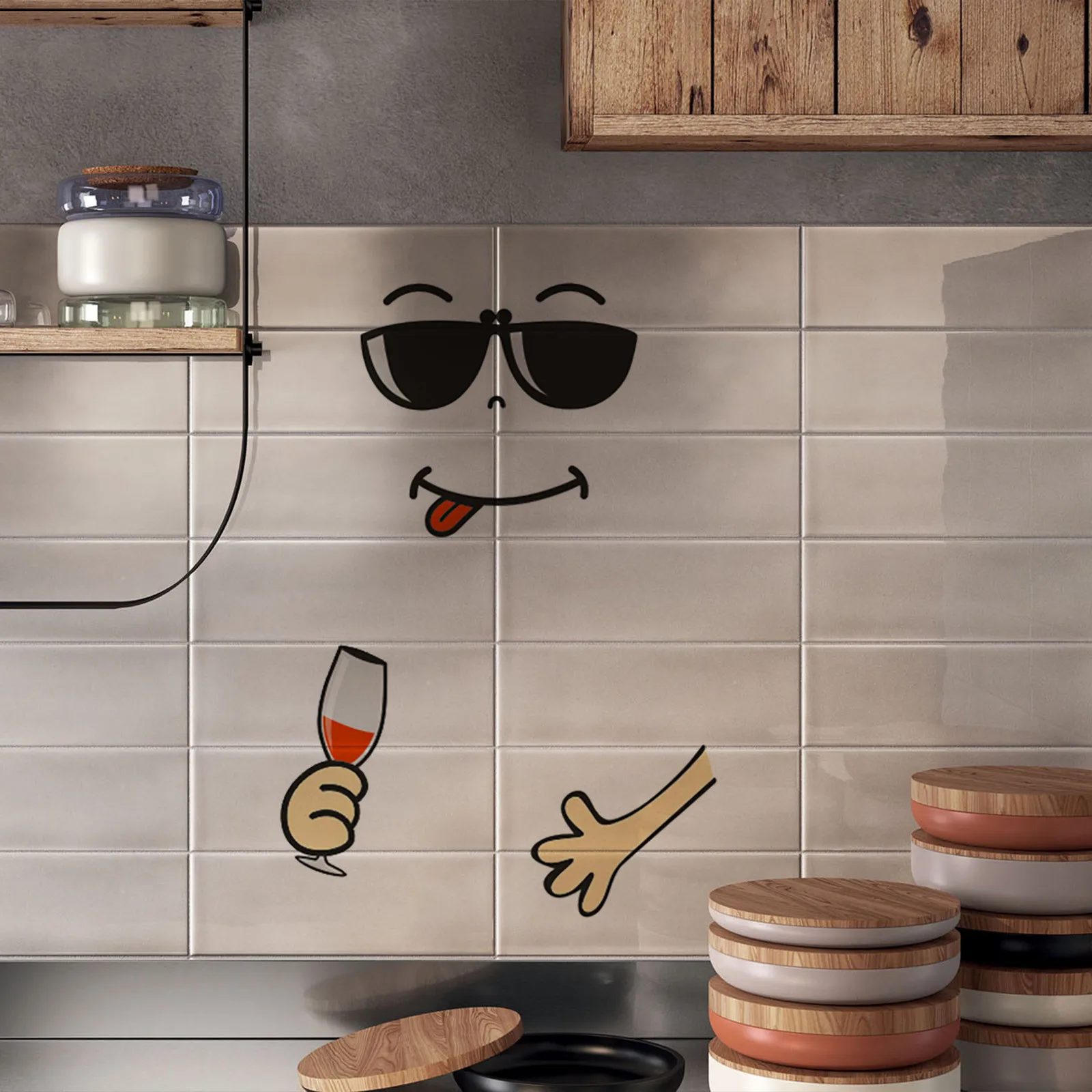 Pegatinas creativas para la pared, calcomanía con cara de sonrisa bonita para cocina, habitación, nevera, feliz comedor, cara deliciosa, decoración del hogar, artes de pared