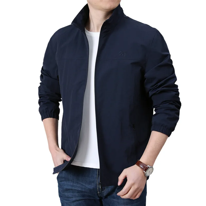 Giacca militare primavera autunno uomo casual colletto alla coreana tinta unita cappotto sottile uomo Jaqueta Masculina giacca bomber con fodera in rete_voghion.com