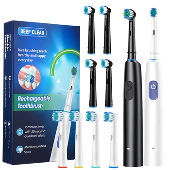 Sonic Rechargeable Rotary Electric Toothbrush Adult Waterproof with Timer 5 Modes & 4 Replaceable Brush Heads for Teeth Cleaning 1