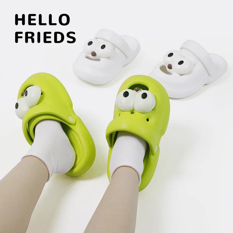 Women's Slippers Clogs Summer Beach Cartoon Big Eyes Kawaii Slides Funny Sandals Flip Flops Indoor Outdoor Soft Non Slip Sandals
