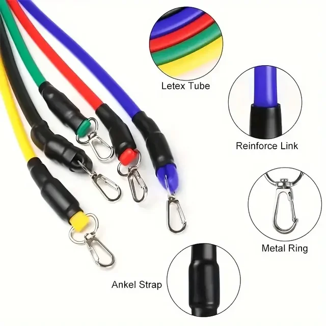 11pcs Beginner Fitness Equipment, Exercise Rubber Bands, Lightweight Resistance Bands, Fitness Training, Portable Elastic Bands 3