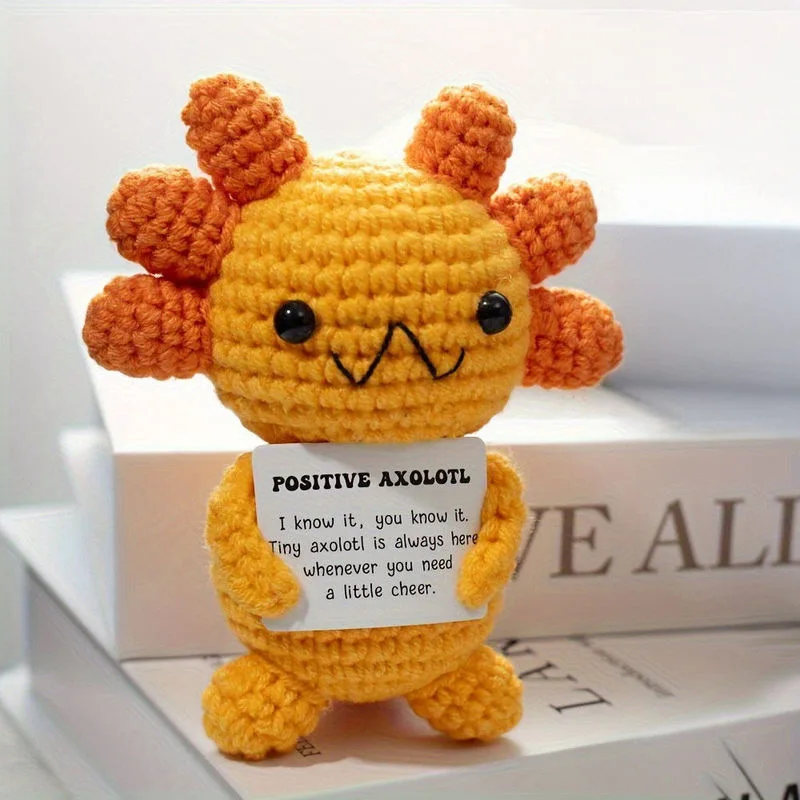 New Positive Energy Goose Hug Pocket Mini Handmade Plush Wool Knitting Doll with Card Funny Christams Gift Home Room Decoration view 5