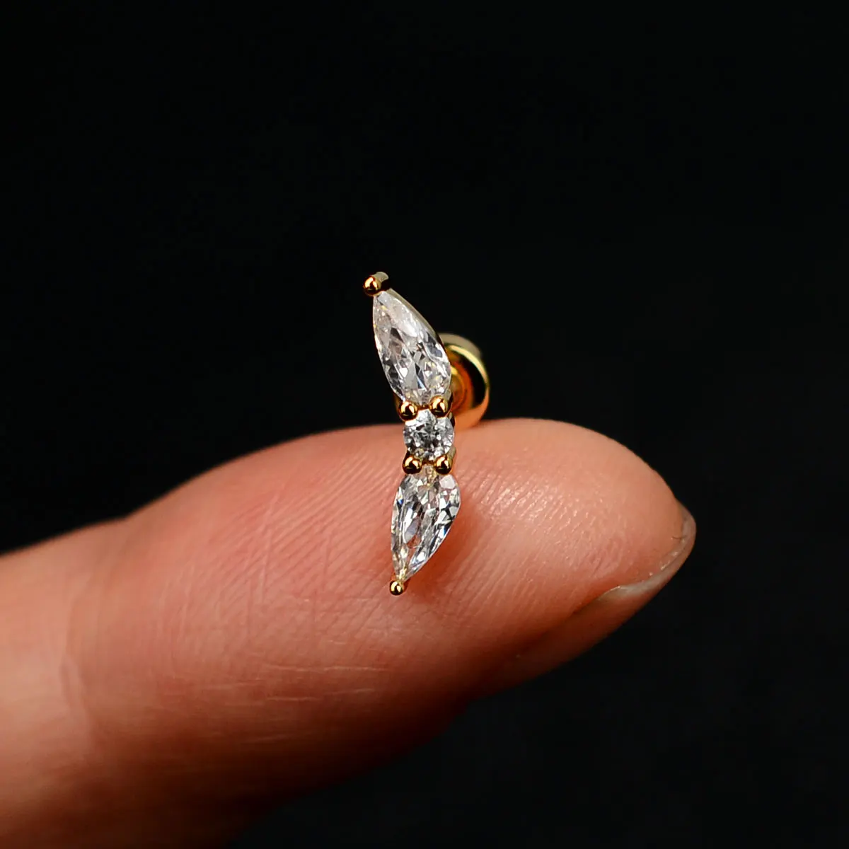 1PC Mini Schmetterling Blatt Knorpel Schraube Stud Ohrring für Frauen Kristall Zirkon Lobe Tragus Helix Ohrringe Körper Piercing schmuck – Detail 25