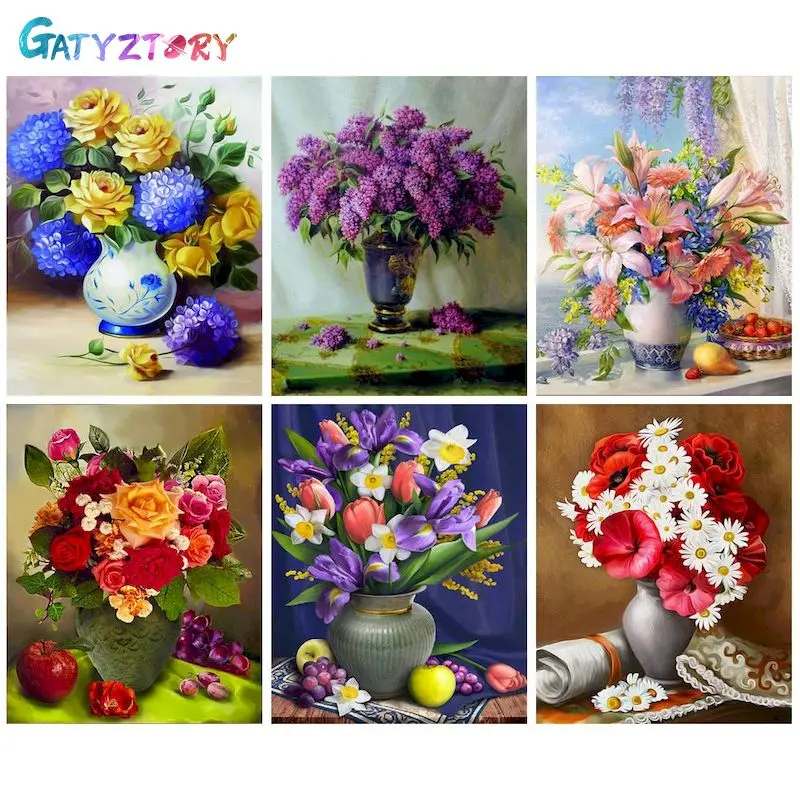 

GATYZTORY Paint By Number Flower Drawing On Canvas HandPainted Painting Art Gift DIY Pictures By Number Kits Home Decor