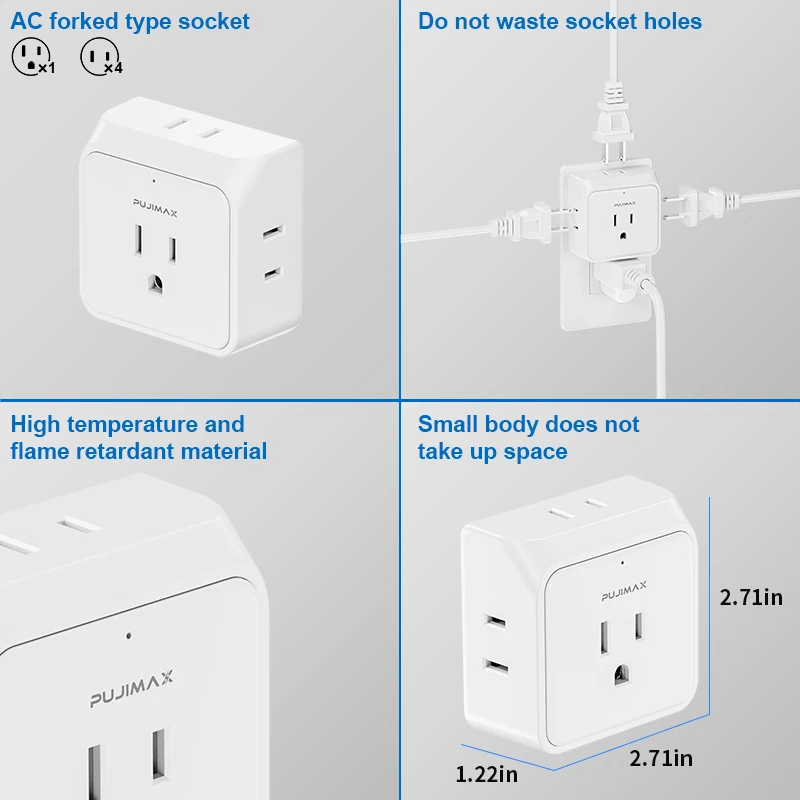 Surge Protector 5 Sockets Outlet Power Strip Multi Tap Plug Electrical Charge Adapter Miniature Plug Wall Adapter