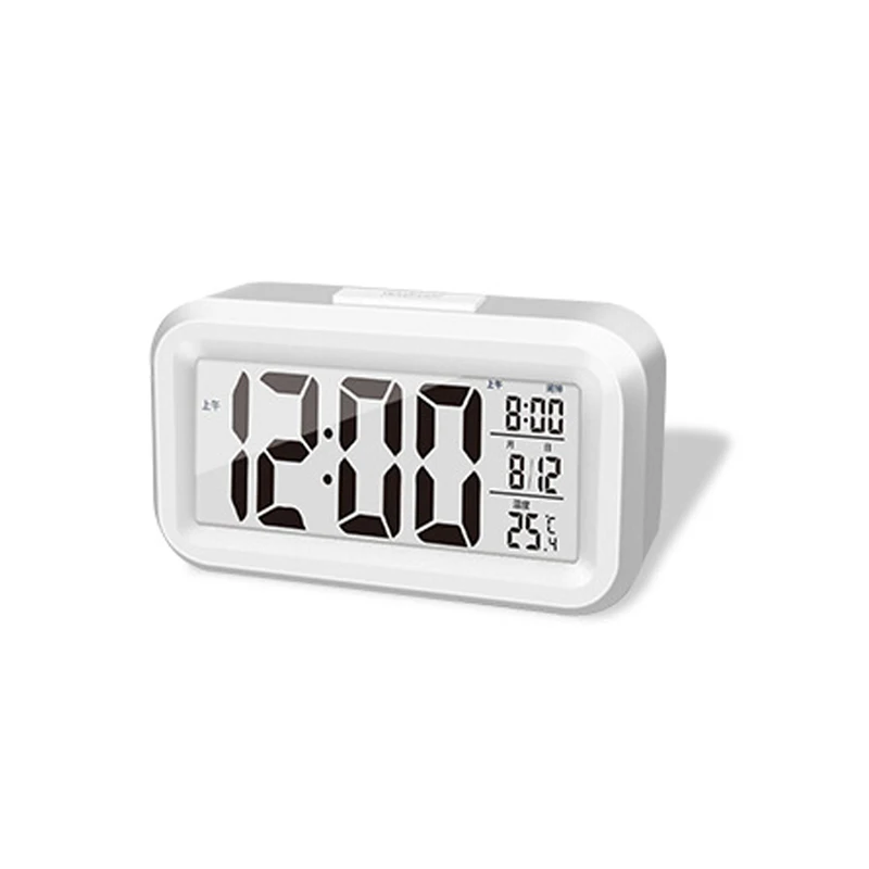 Smart Digital Alarm Clock Black White LCD Display with Temperature thumbnail 3