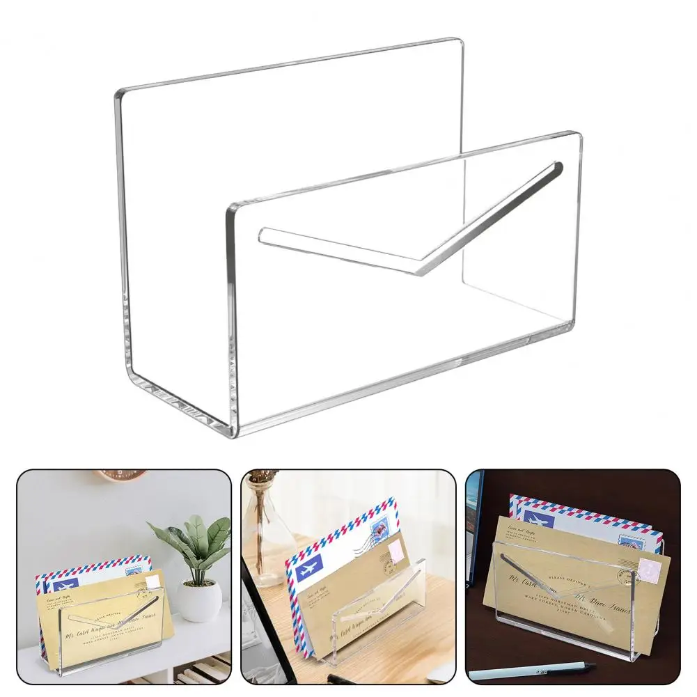 Acrylic Mail Holder Clear File Letter Organizer Smooth Edge Burr-Free Lightweight Countertop Vertical Envelope Mail Holder