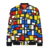 Mondrian Style Casual Jackets Checkerboard Waterproof Windbreak Man Design Coats Autumn Kawaii Outerwear Jacket Large Size 3