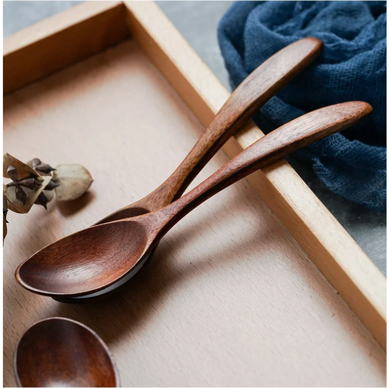 Wooden Retro Minimalist Tableware Spoon Anti Scalding Coffee Stirring Spoon Kitchen Cooking Utensils Tools Rice Soup Tea