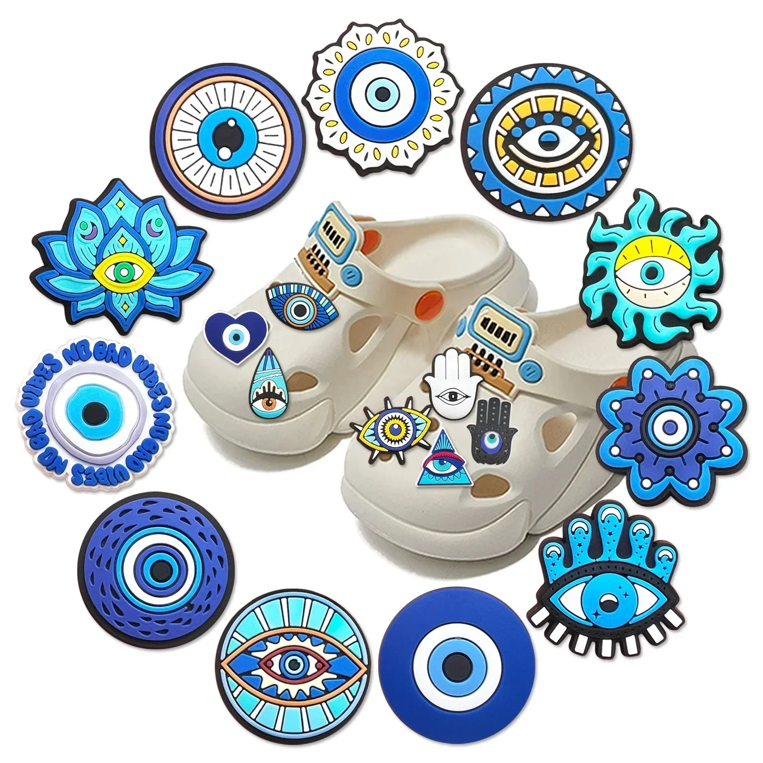 Hot Jibz Blue Croc Charms For Shoes Evil Eye Decoration Diy Shoe  Accessories Christmas Decorations 2023 Gift PVC Accessories
