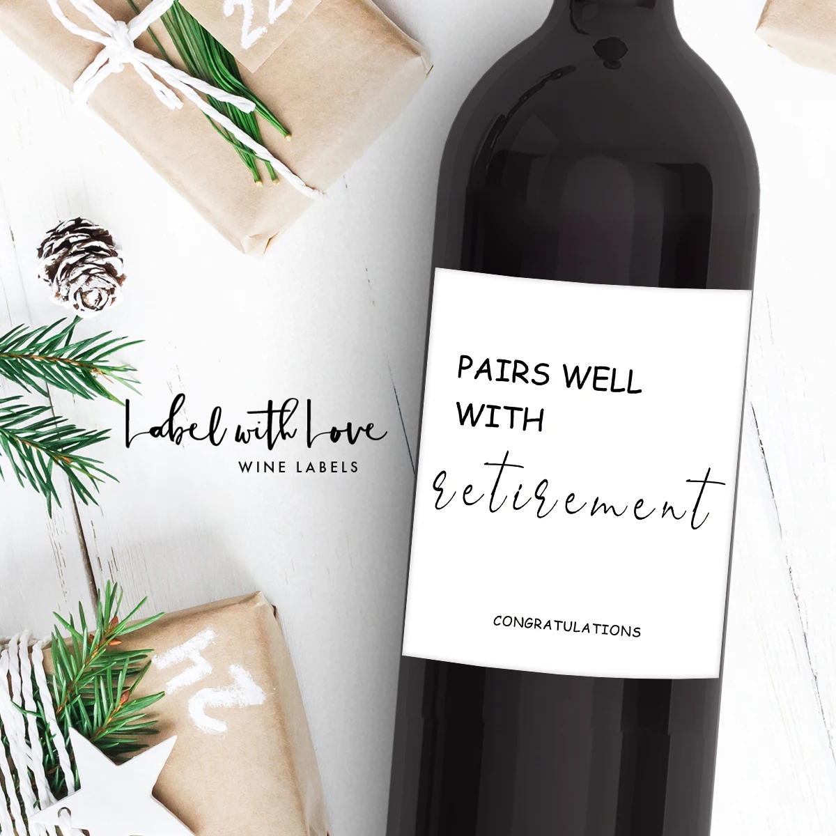 4-Pack Humorous Wine Bottle Stickers – Funny Retirement-Themed Self-Adhesive Labels for... - SKU HWBS1758 - UGI Packaging