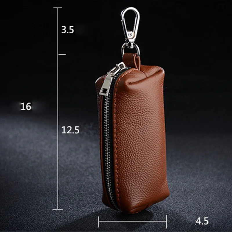 Genuine Leather Key Holder Unisex Car/House Key Organizer Pouch with Long Keychain Cow Split Leather Wallet Case key organizer key case key purse key holder
