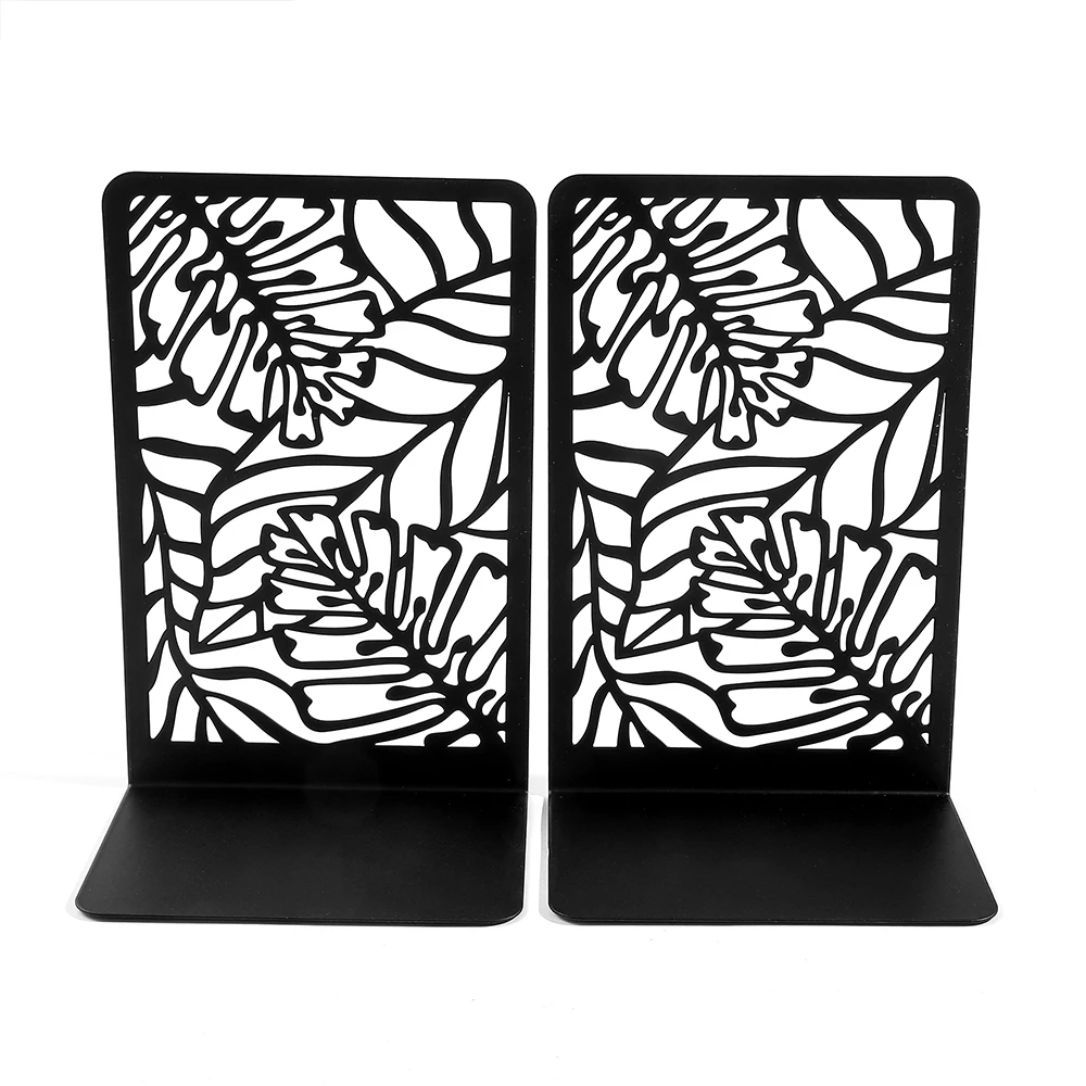 Fashion Monstera Deliciosa Leaf Book Ends Heavy Duty Black Metal Books Support Stand Decorazione Desktop Bookend Regalo Di Laurea