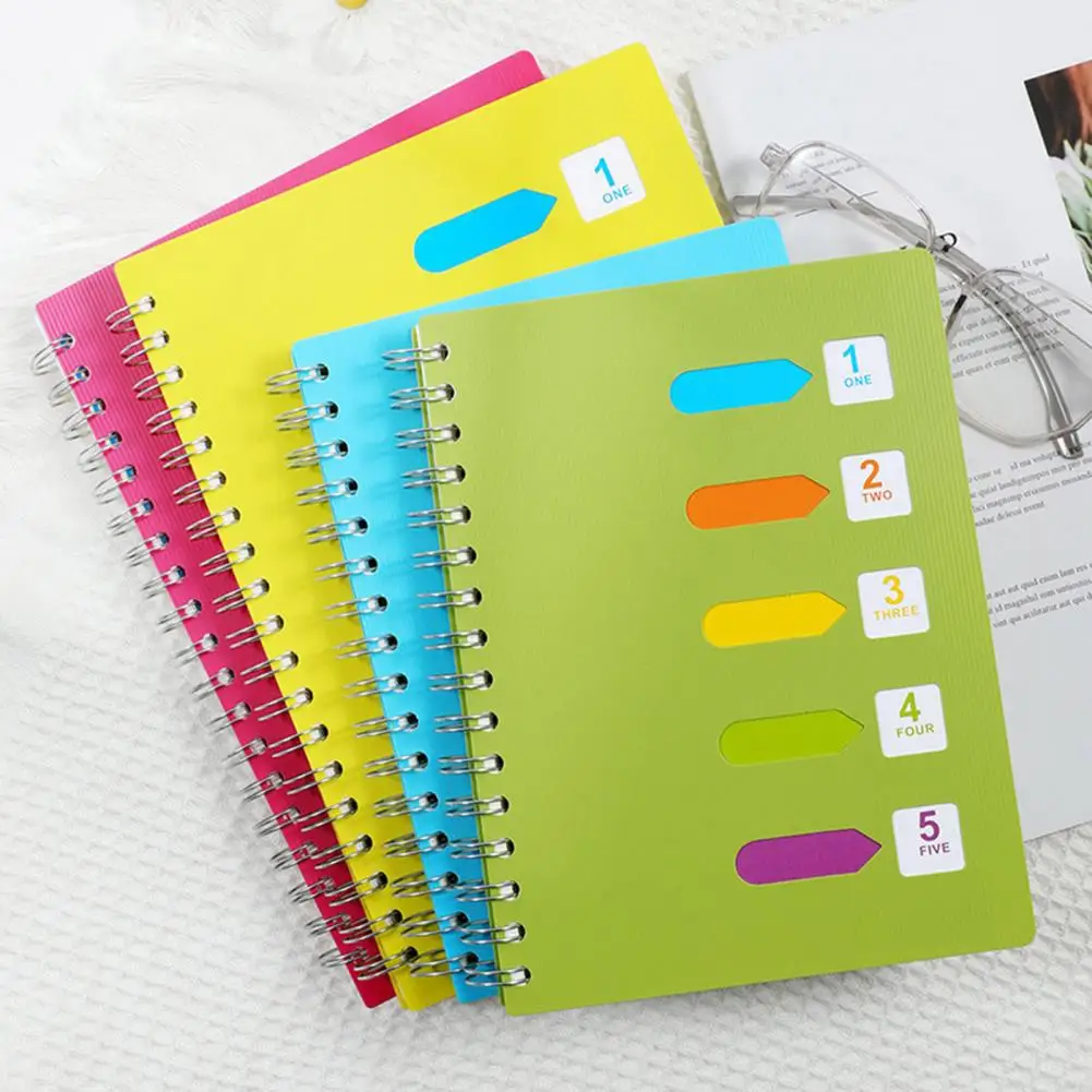 Journal Premium A5/b5 Spiral Notebook with Dividers Thickened Pages for Smooth Writing 5 Subject Coil Ring Office Supplies No