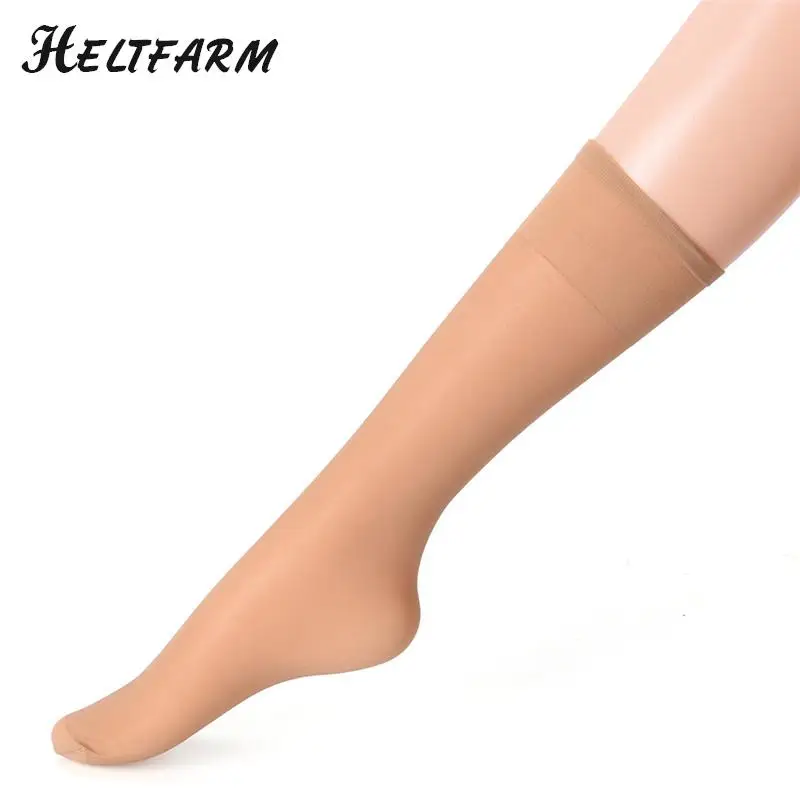 

10 Pairs Hot Basal Crystal Glass Silk Knee High Socks Women Elastic Ultra-thin Transparent Nylon Half Stocking