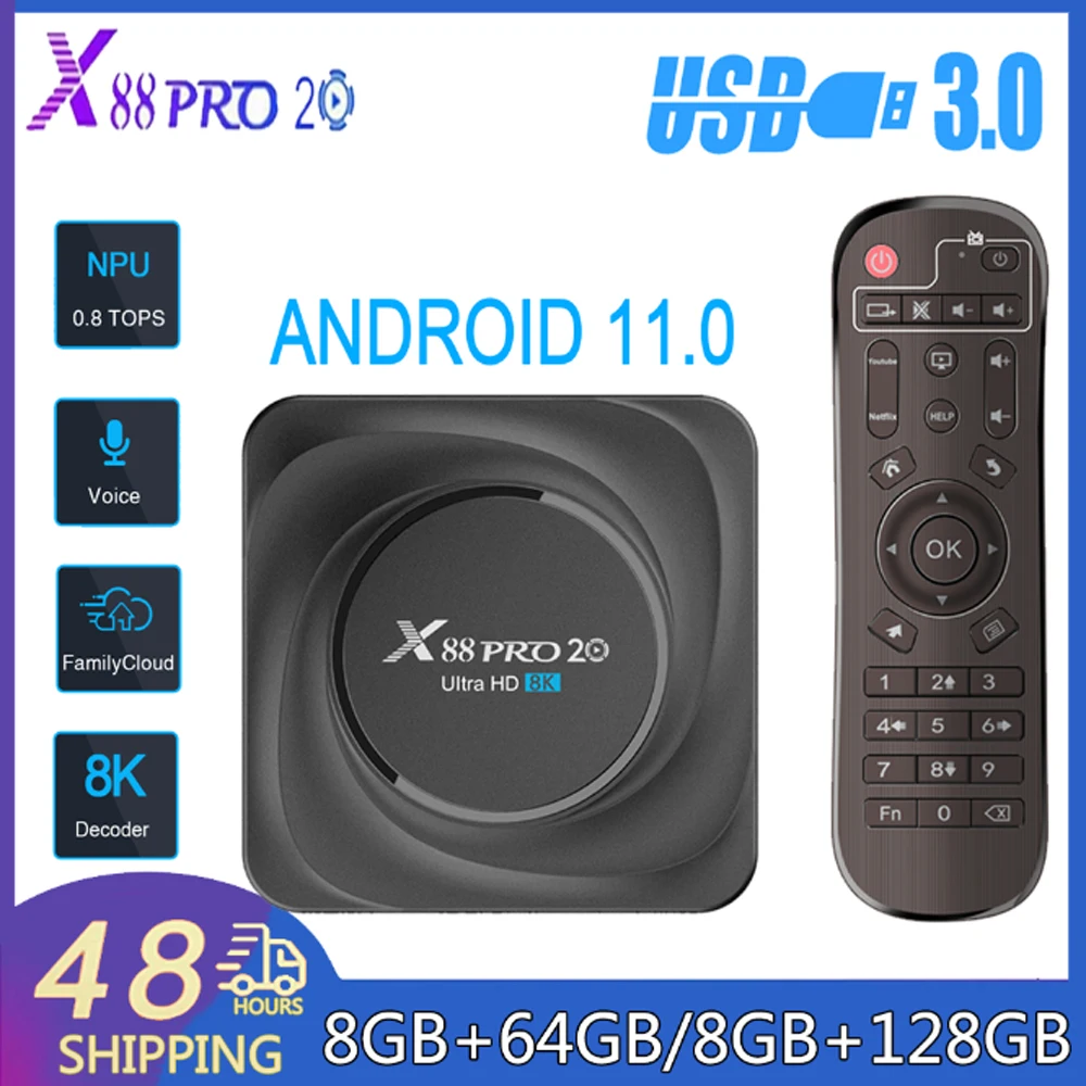 Remote Control X88 Pro Android 11 X88 Pro 20 Smart TV Box 8K