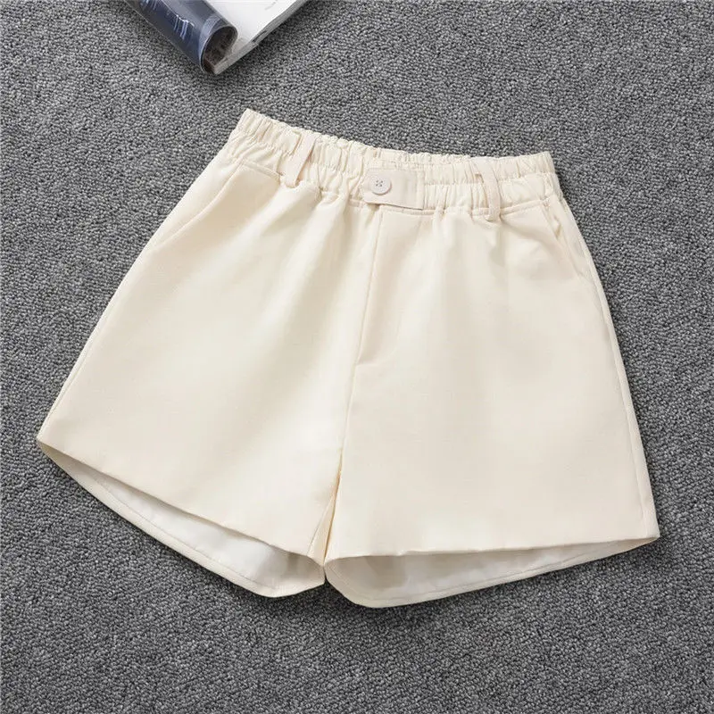 Women 2022 Summer New Fashion Shorts Female Elastic High Waist Casual Suit Shorts Office Ladies Slim Wide Leg A-line Shorts C19 gym shorts Shorts