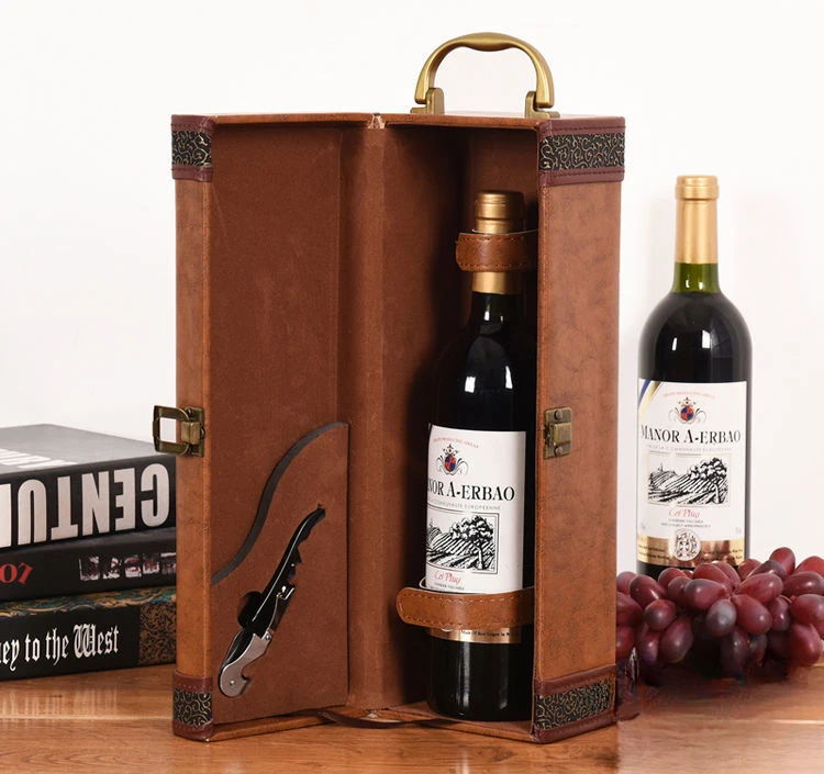 Vintage Wooden Wine Box - Single Bottle Storage With Rope Handle For Gifting