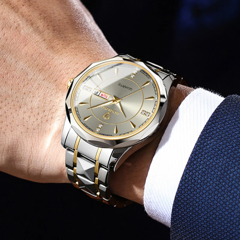 Couple Watches Quartz Wristwatch Automatic Date Week Stainless Steel Fashion Couple Watches Quartz Watch Womens Watch For Men Women
