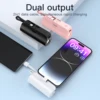 Mini portable mobile phone charger 5000mAh mobile power supply, built-in cable charging, built-in LED light, built-in bracket function, compact and compact, suitable for mobile phones, headphones, speakers 1