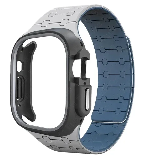 حافظة من البولي يوريثان + حزام سيليكون لساعة أبل ا...