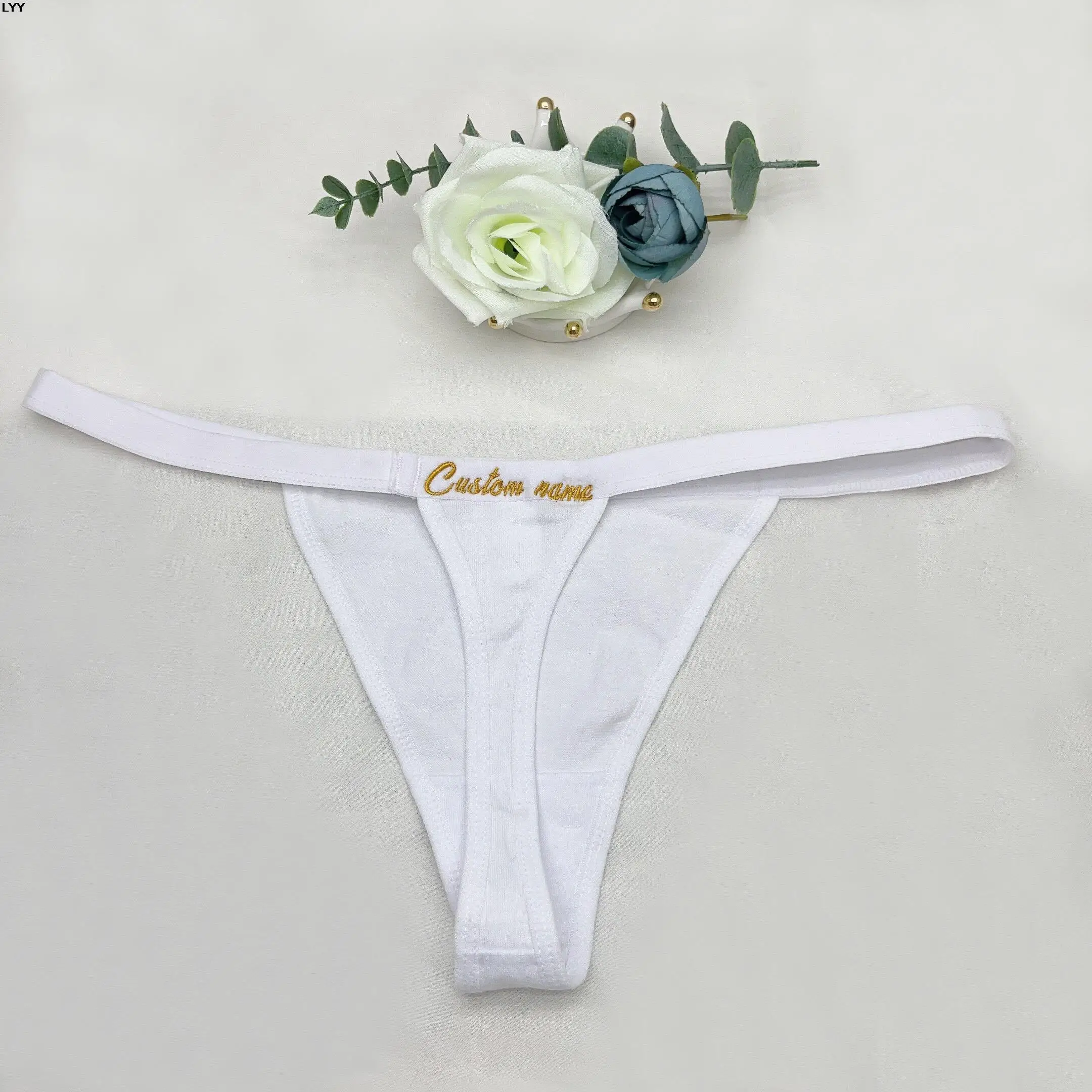 Women Custom Thongs With Embroidery Letters Panties DIY Name